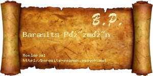 Barasits Pázmán névjegykártya